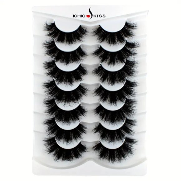 7 Pairs False Eyelashes, Fluffy Mink Lashes , Cat-Eye Look 8D Volume Fake Lashes - Picture 1 of 5